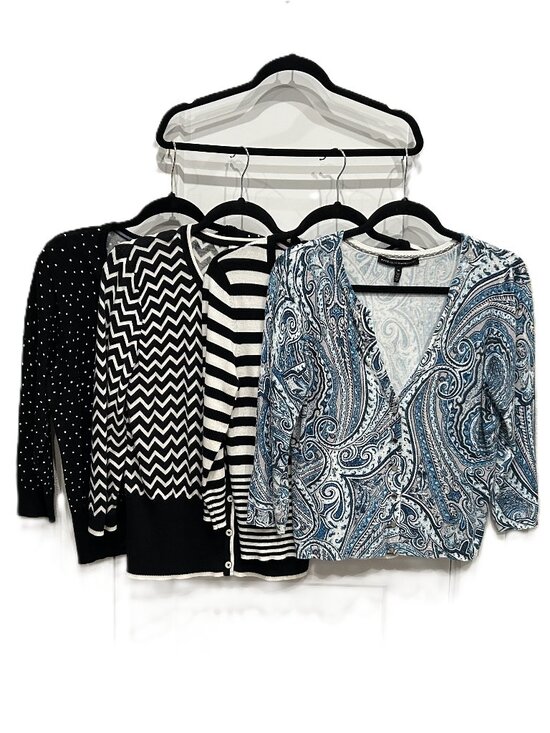 White House Black Market Sweaters - WHBM Cardigan Bundle Lot of 4 – Black White Classics Chevron Stripe Polka Paisle